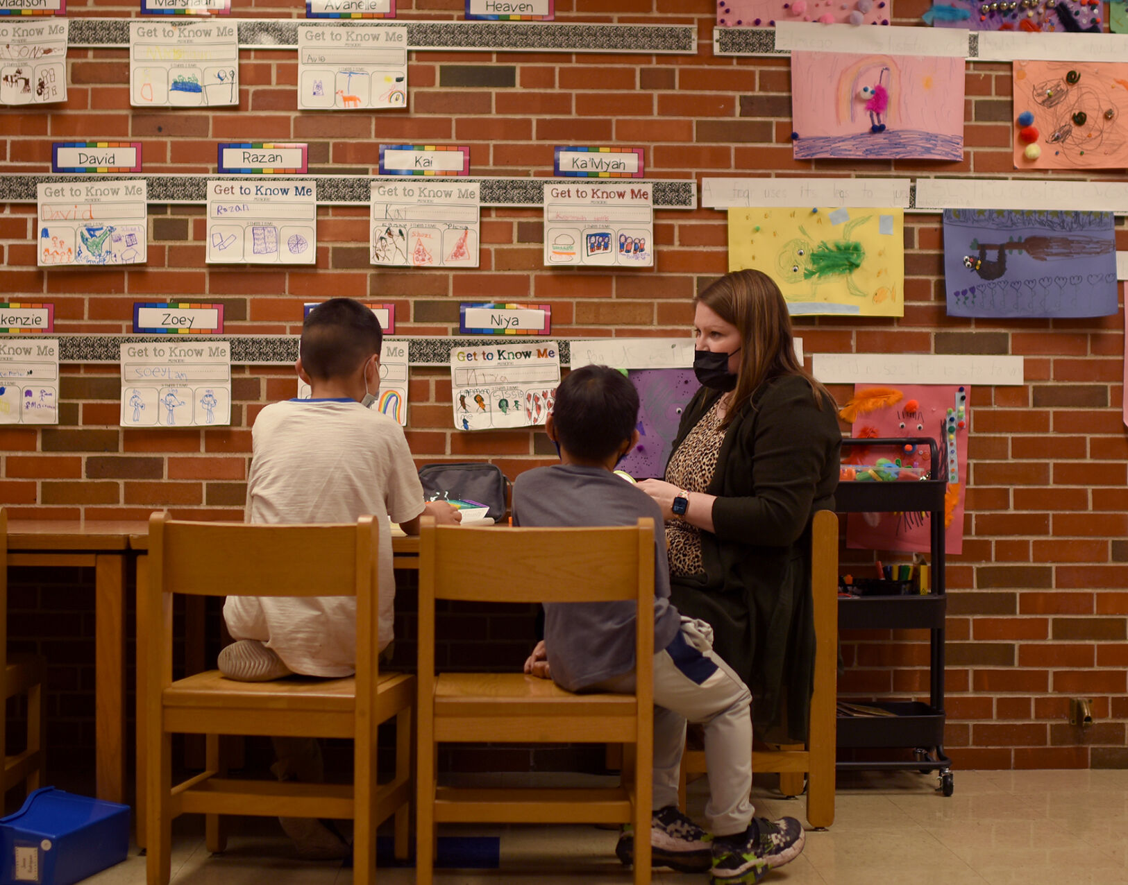 Beth Butcher, teacher at Parkade Elementary School, teaches English to first